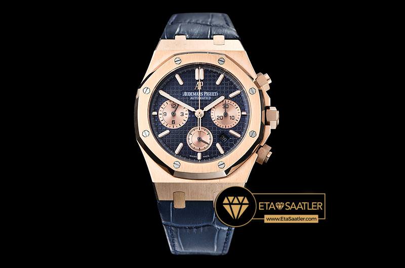 Audemars Piguet Royal Oak Chronograph 26320ST Pembe Alt n Kasa Mavi Kadran Deri Kordon ETA